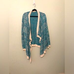 Pink Rose teal and white cardigan